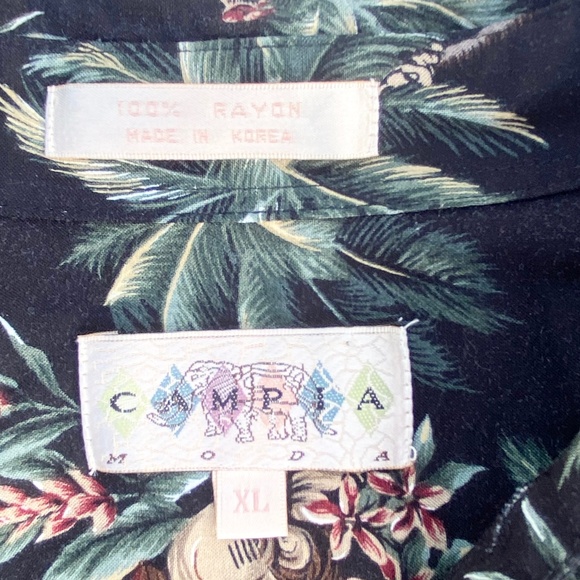 Campia Moda Hawaiian Artwork Palm Trees Hut Mens Button-Down Shirt XL - Picture 6 of 6